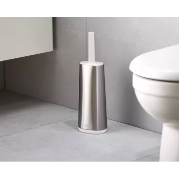Joseph Joseph Flex 70517 Szczotka do WC ze stali nierdzewnej z silikonową główką, srebrny/szary