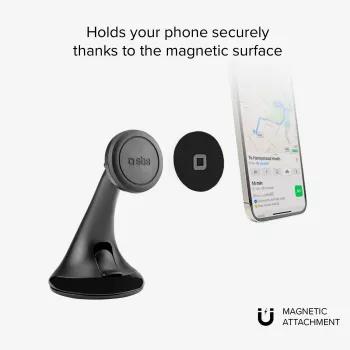 SBS Uniwersalny Magnetyczny Uchwyt Samochodowy z Szeroką Przyssawką Kompatybilny z MagSafe - Czarny