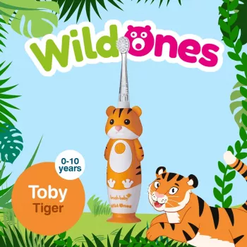 BRUSH BABY Wild Ones Sonic Toothbrush dla Dzieci 0-10 Lat Tygrys