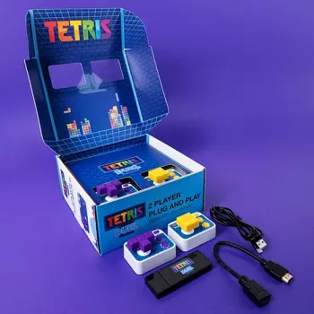 FIZZ CREATIONS Tetris Duel Retro Arcade Console dla dwóch graczy z 2 przewodowymi padami Plug & Play