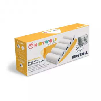 KIDYWOLF Samoprzylepne Rolki Papieru Termicznego 5 szt. - 57mm x 30mm Biały