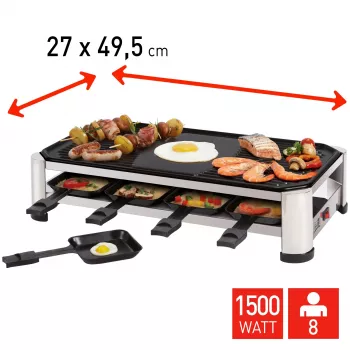 FRITEL RG 2170 Raclette Grill Stal nierdzewna Chrom/Czarny 1200 W 8 Osób