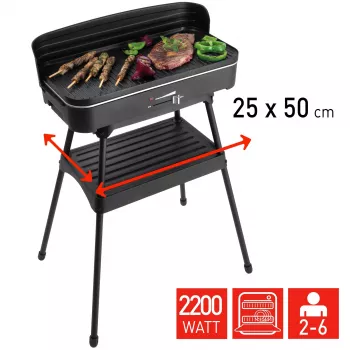 FRITEL Starter BBQ 2246 Elektryczny grill z podstawką, 2200 W, czarny