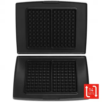 Zestaw płytek do gofrownicy FRITEL Family (2 szt.) do gofrownicy serii 1300 – nieprzywierające odlewane aluminium, zmywarka, czarny/szary