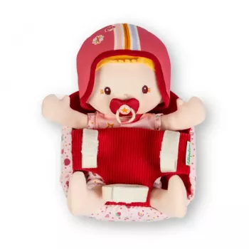 Lalka Lilliputiens Lena w Foteliku Rowerowym z Kocykiem i Kaskiem 18m+