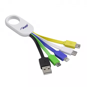 Akyga AK-AD-51 brelok z kablem do ładowania USB 5w1, USB-A na USB-C / Micro USB / Mini USB / Lightning