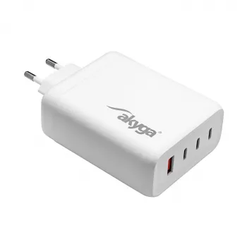 Ładowarka USB GaN Akyga AK-CH-24 140 W, 3 x USB-C PD + USB-A, biała