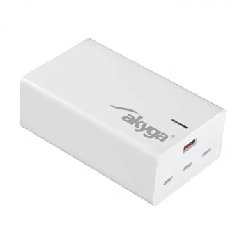 Biurkowa ładowarka USB GaN Akyga AK-CH-25 140 W, 3 x USB-C PD + USB-A, biała