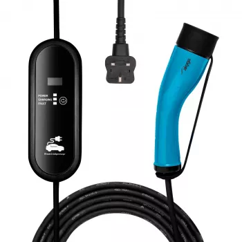 Akyga AK-EC-20 przenośna ładowarka EV, Typ 2, wtyczka UK (BS 1363), 1-fazowa, 13 A, 3 kW, LCD, 5 m
