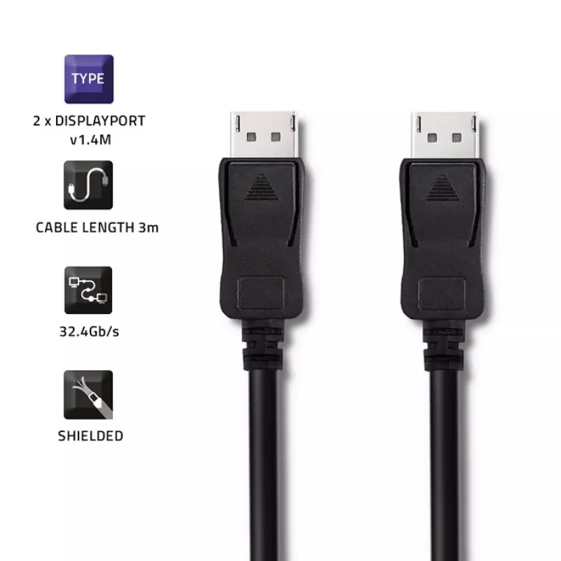 Qoltec DisplayPort 1.4 Cable Male to Male 3m 8K Black