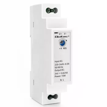 Qoltec Zasilacz szynowy DIN 15W 24V 0,625A Szary