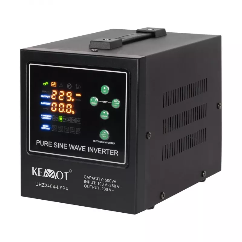 KEMOT PROsinus-500-LFP4 Zasilacz awaryjny (UPS) z przetwornicą czystego sinusa i funkcją ładowania 12V 230V 500VA/300W