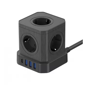 Listwa zasilająca Newell GaN Power Cube 9W1 Czarna