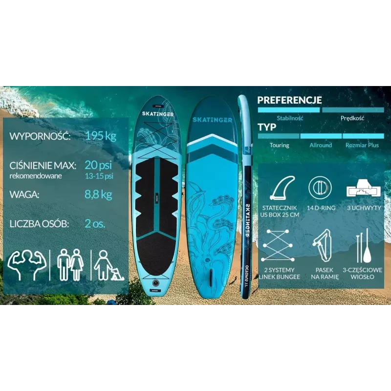 SKT Octopus Inflatable SUP Board Allround 335x86x15 cm