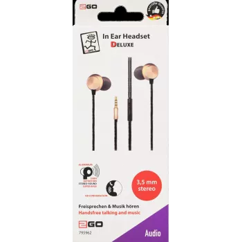2GO 795962 Przewodowy zestaw słuchawkowy dokanałowy z mikrofonem - Złoty