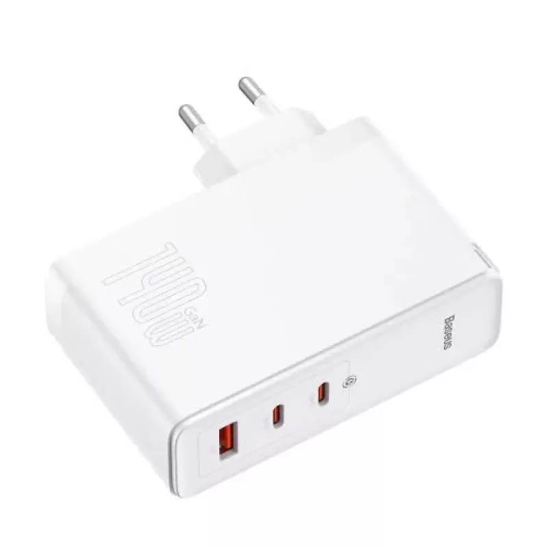 Baseus Travel Charger GaN5 Pro Fast Wall Charger, C+C+U, 140W, White, EU Plug (CCGP100202)