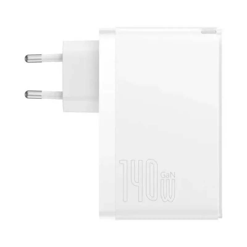 Baseus Travel Charger GaN5 Pro Fast Wall Charger, C+C+U, 140W, White, EU Plug (CCGP100202)
