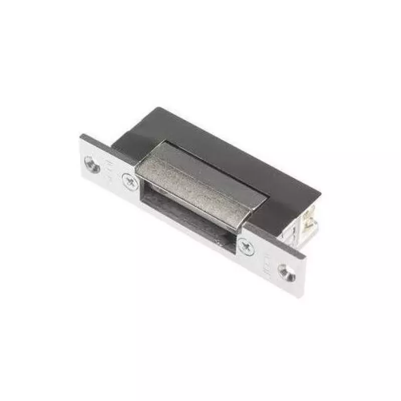 SCOT ES-S12AC/DC-B PROFI Symetryczna elektrozaczep z zamkiem, 12V AC/DC, Fail-Secure, siła przytrzymania 3000N, szary/srebrny