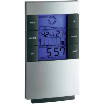 TFA 35.1087 Elektroniczna stacja pogodowa z bezprzewodowym czujnikiem zewnętrznym, wyświetlaczem LCD, zegarem sterowanym radiowo, prognozą pogody, fazą księżyca, budzikiem