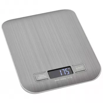 TFA Dostmann AMARETTI Cyfrowa waga kuchenna, 10 kg pojemność, 1 g dokładność, srebrna (50.2004.54)