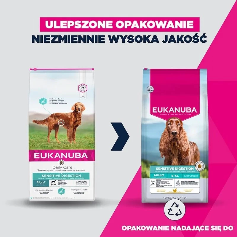 Eukanuba Special Care Sensitive Digestion Sucha Karma dla Psów Dorosłych Ras Małych i Średnich, Jagnięcina i Ryż, 12 kg