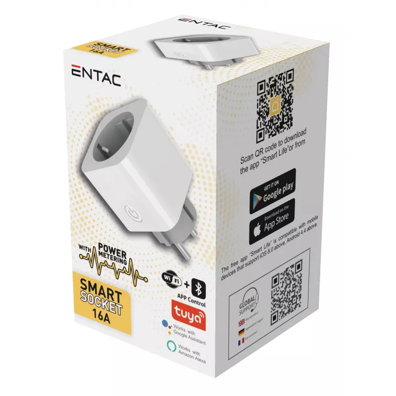ENTAC WiFi Smart Plug z monitorowaniem energii Biały