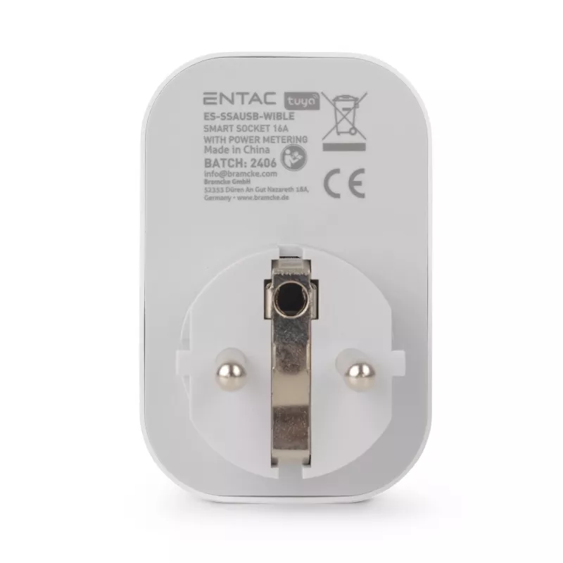 ENTAC Smart WiFi Plug 1x Schuko z 2x USB-A i 1x USB-C, Biały