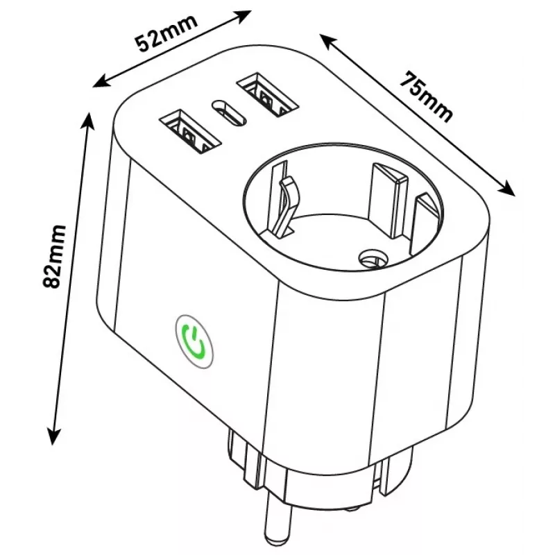 ENTAC Smart WiFi Plug 1x Schuko z 2x USB-A i 1x USB-C, Biały
