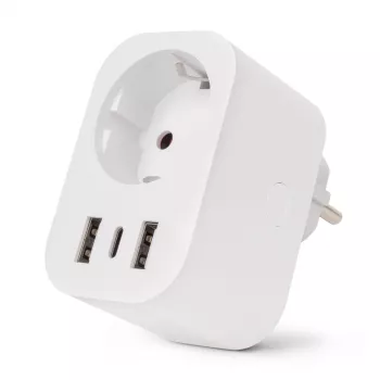 ENTAC Smart WiFi Plug 1x Schuko z 2x USB-A i 1x USB-C, Biały