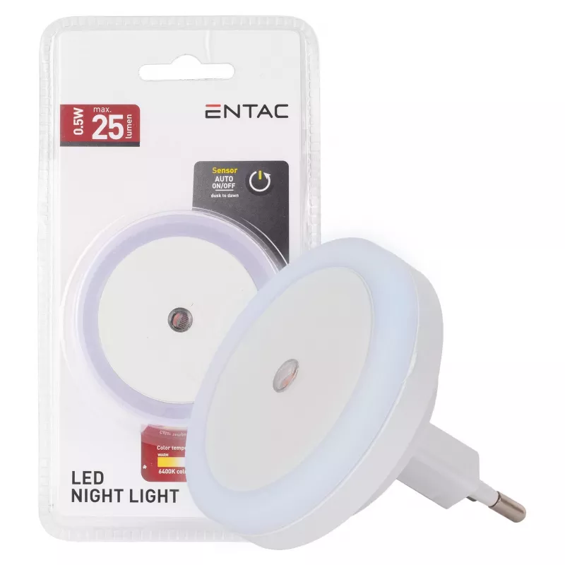 ENTAC Night Light 0.5W Circular Cool White z czujnikiem zmierzchowym