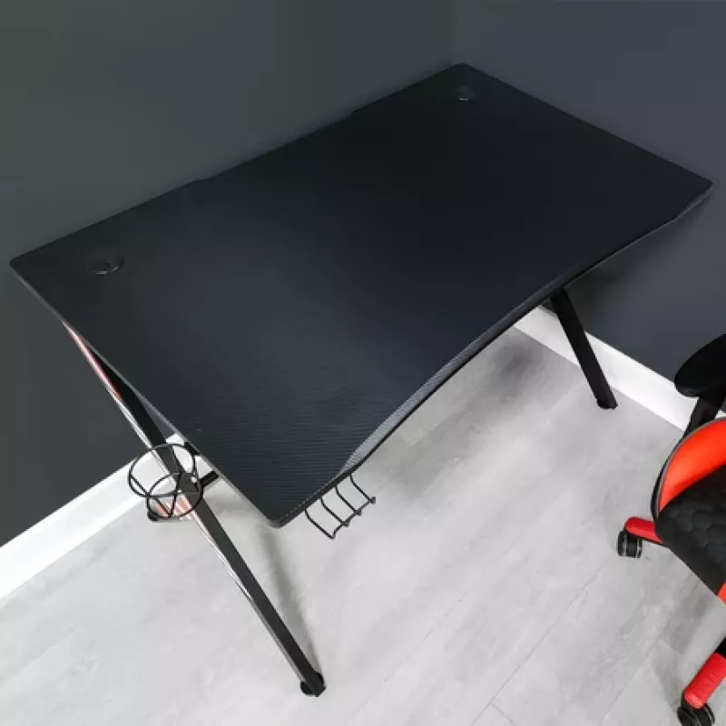 X Rocker Ocelot Gaming Desk with Mouse Pad - Black/Red