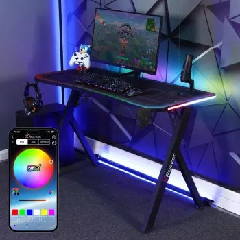 X Rocker Lumio RGB Biurko Gamingowe z Podświetleniem LED i Podkładką pod Myszkę