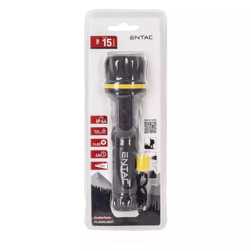 ENTAC EFL-2AA-PL Latarka LED 2xAA ABS Plastik Czarny 30 lumenów