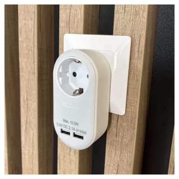 ENTAC Wtyczka ścienna z 2x USB-A Biała