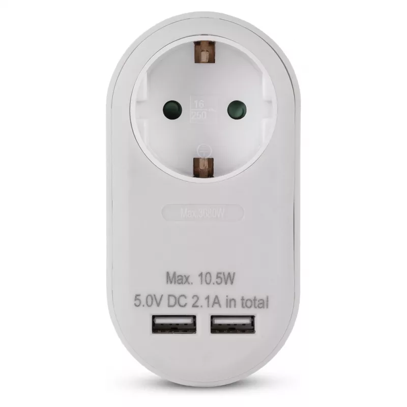 ENTAC Wtyczka ścienna z 2x USB-A Biała