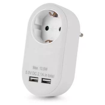 ENTAC Wtyczka ścienna z 2x USB-A Biała