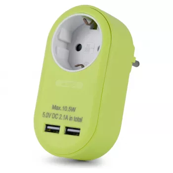 ENTAC Gniazdo adapter z 2x USB-A Lime