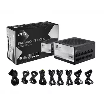 MSI PRO A1000PL PCIE5 1000W 80 PLUS Gold Fully Modular ATX 3.0 Power Supply
