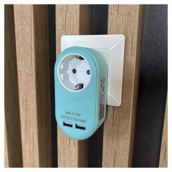 ENTAC Gniazdo adapter z 2x USB-A Niebieski
