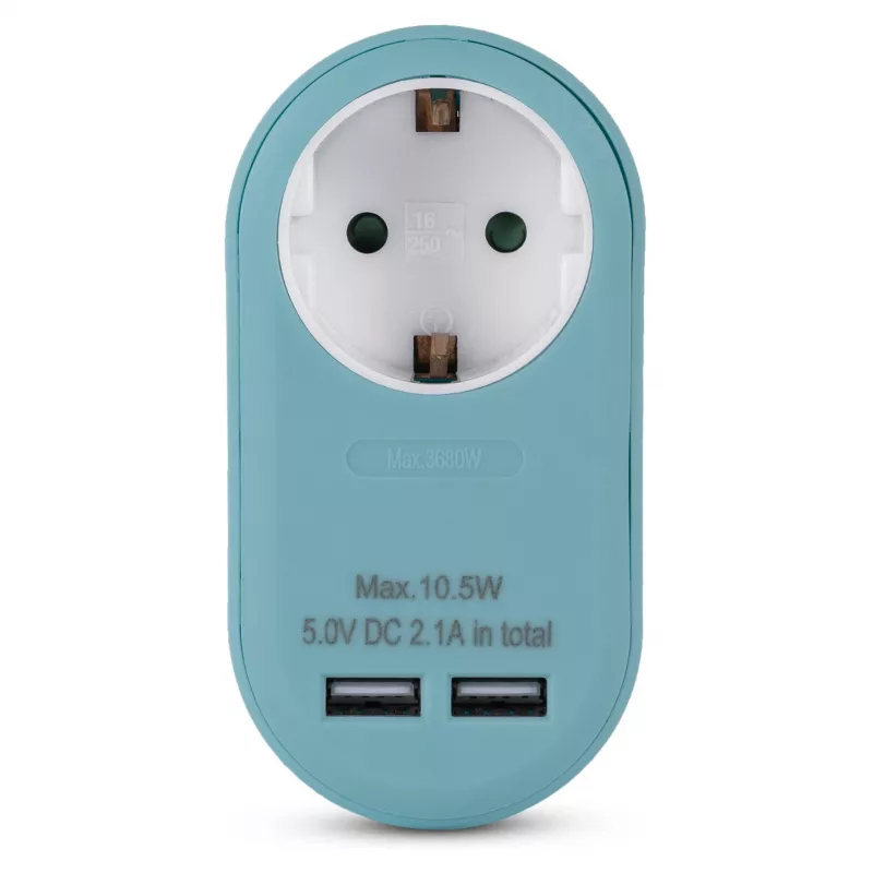 ENTAC Gniazdo adapter z 2x USB-A Niebieski