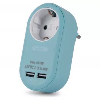 ENTAC Gniazdo adapter z 2x USB-A Niebieski
