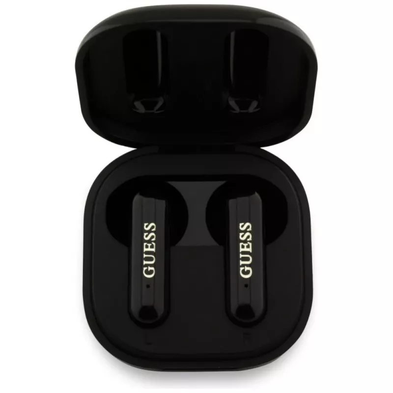 Guess 4G Metal Logo True Wireless Stereo Bluetooth Earbuds z etui ładującym (czarny)
