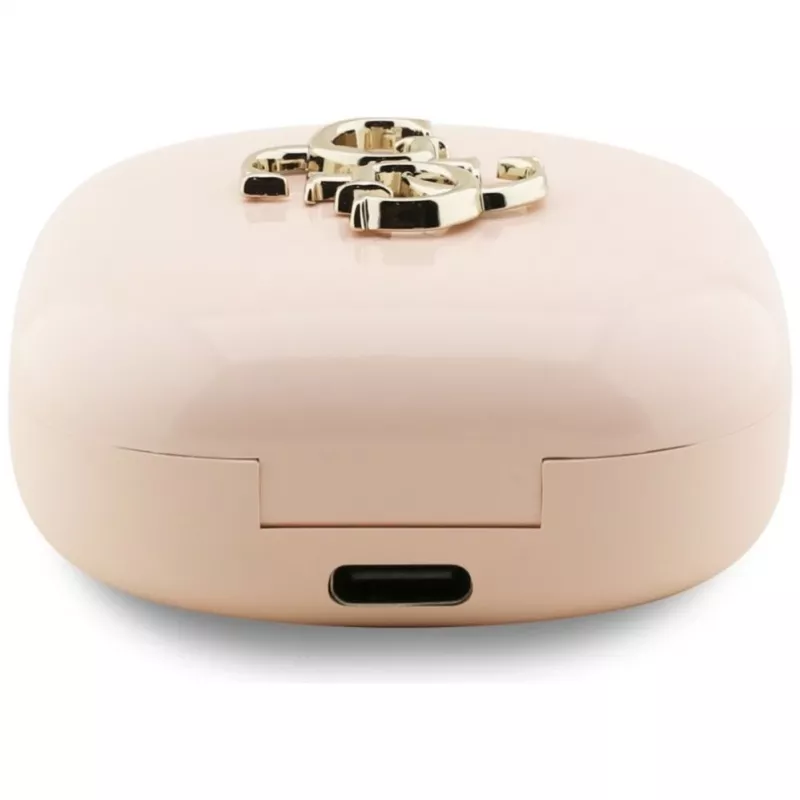 Guess 4G Metal Logo True Wireless Stereo Bluetooth 5.0 Earbuds z etui ładującym - Różowy