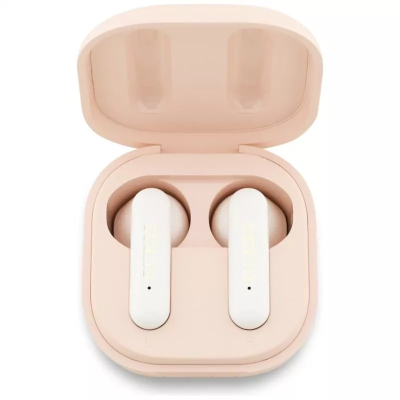 Guess 4G Metal Logo True Wireless Stereo Bluetooth 5.0 Earbuds z etui ładującym - Różowy