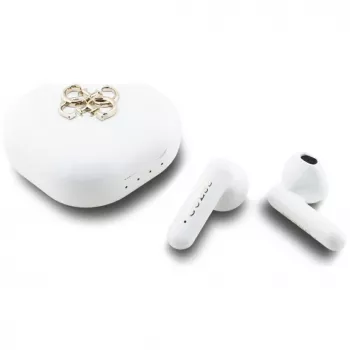 Guess 4G Metal Logo True Wireless Stereo Bluetooth Earbuds z etui ładującym (biały)