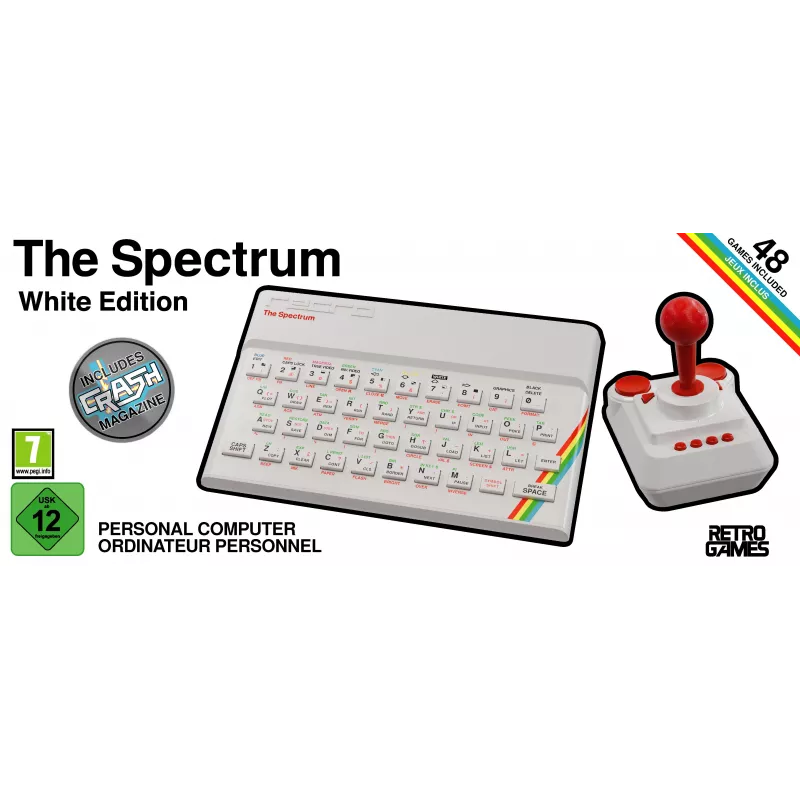 Retro Games The Spectrum White Edition - ZX Spectrum HD Console z Joystickiem i 40+ Pre-ładowanymi Grami