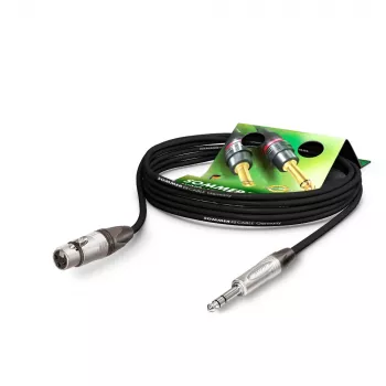 Sommer Cable Stage 22 Highflex kabel mikrofonowy, 2 x 0,22 mm², gniazdo XLR 3-pin – wtyk jack 6,3 mm stereo, NEUTRIK, czarny, 1 m (SGN5-0100-SW)