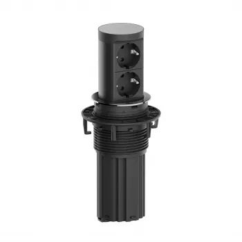 Bachmann ELEVATOR2 2x Gniazdo Schuko Moduł Zasilania Biurkowego Stal Nierdzewna 2m Kabel