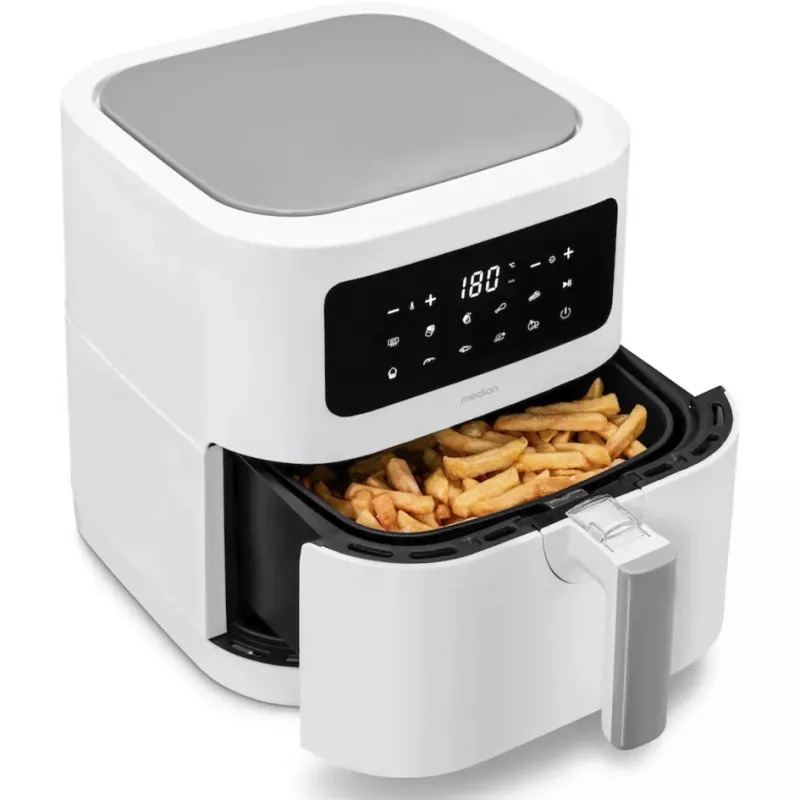MEDION Air Fryer Life MD 11740 E40 XL (Matte White, 2150 W, 5.2 L Basket)