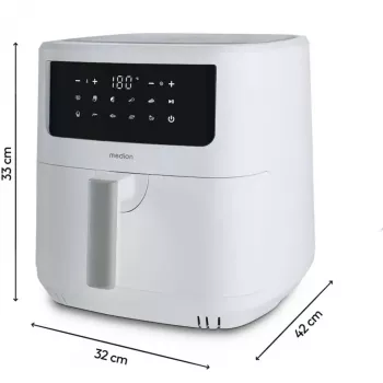 MEDION Air Fryer Life MD 11750 P10 XL (Matowa biel, 2150 W, kosz 6,8 L)